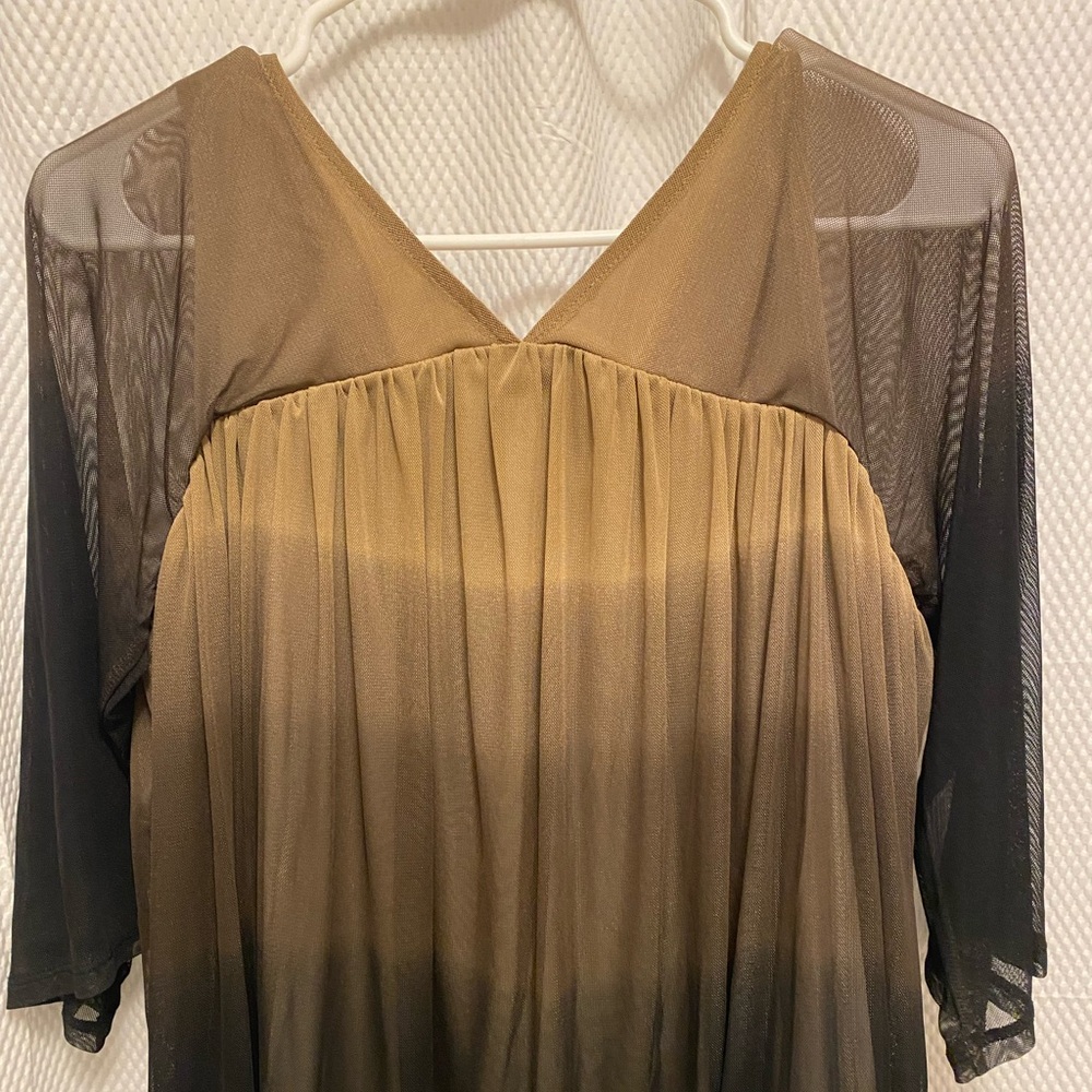 Attitudes by Renee Mesh Ombré Brown Top